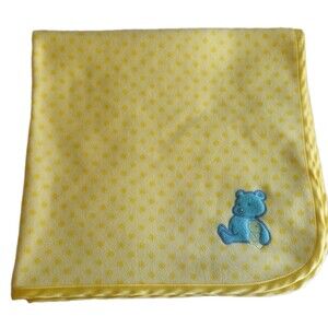 VTG Child of Mine by Carter's Yellow Polka Dot Blue Teddy Fleece Baby Blanket